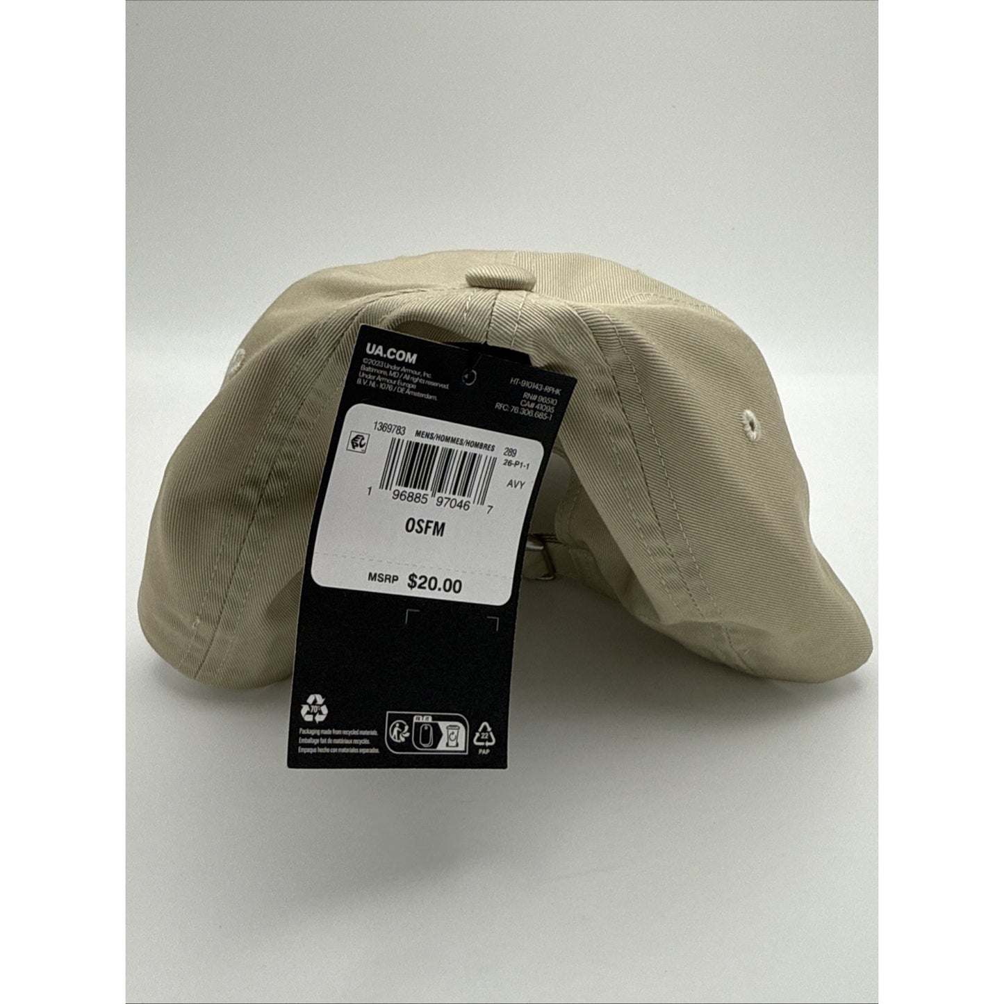 NWT Men Under Armour Khaki Adjustable Cap One Size Fits Most