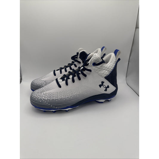 Under Armour Highlight Hammer MC Football Cleats Mens 10 White Blue Lace Up Mid