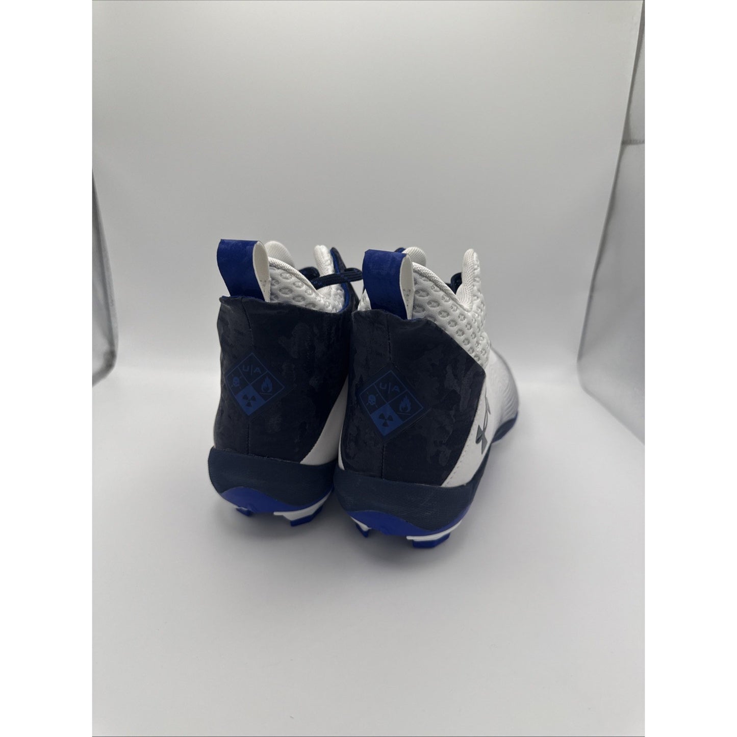 Under Armour Highlight Hammer MC Football Cleats Mens 10 White Blue Lace Up Mid