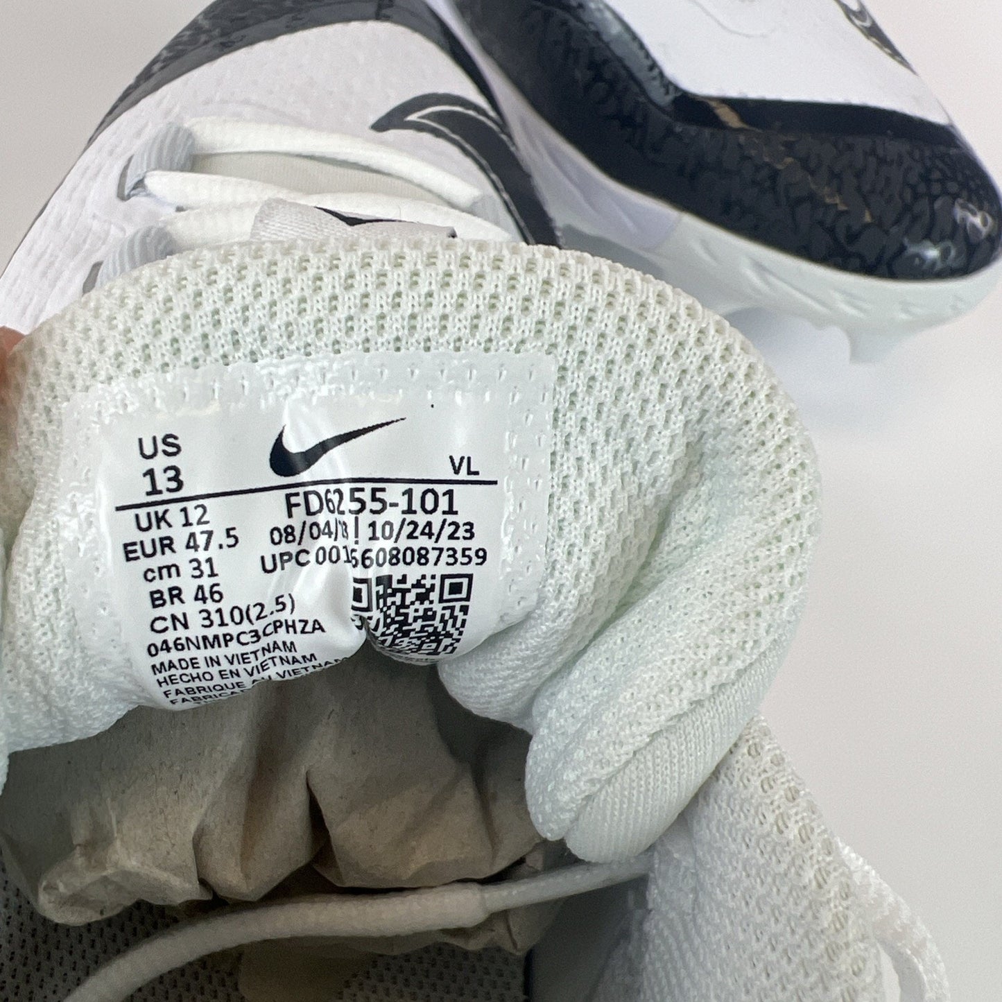 Nike Alpha Huarache Elite 4 Low MCS White Black FD6255-101 Men’s Size 13