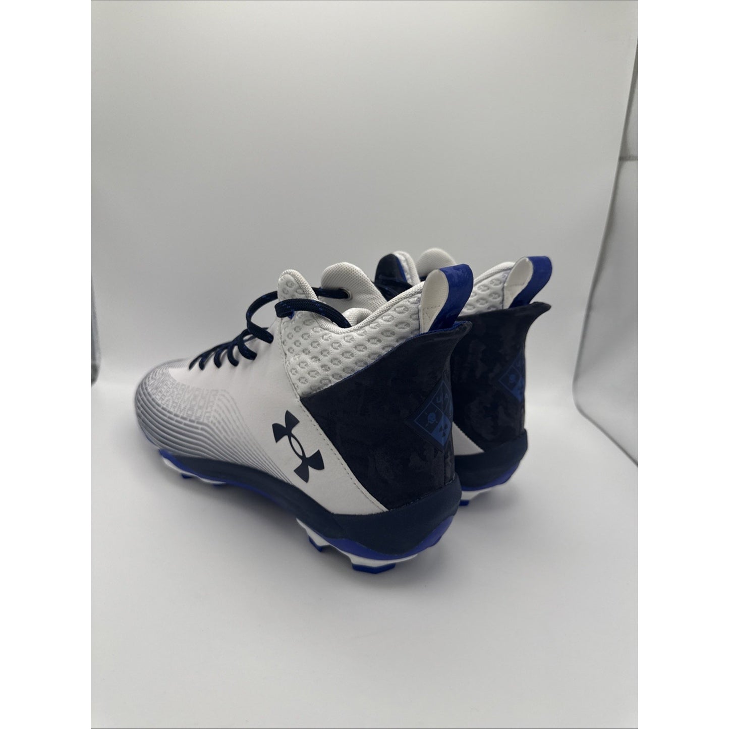 Under Armour Highlight Hammer MC Football Cleats Mens 10 White Blue Lace Up Mid