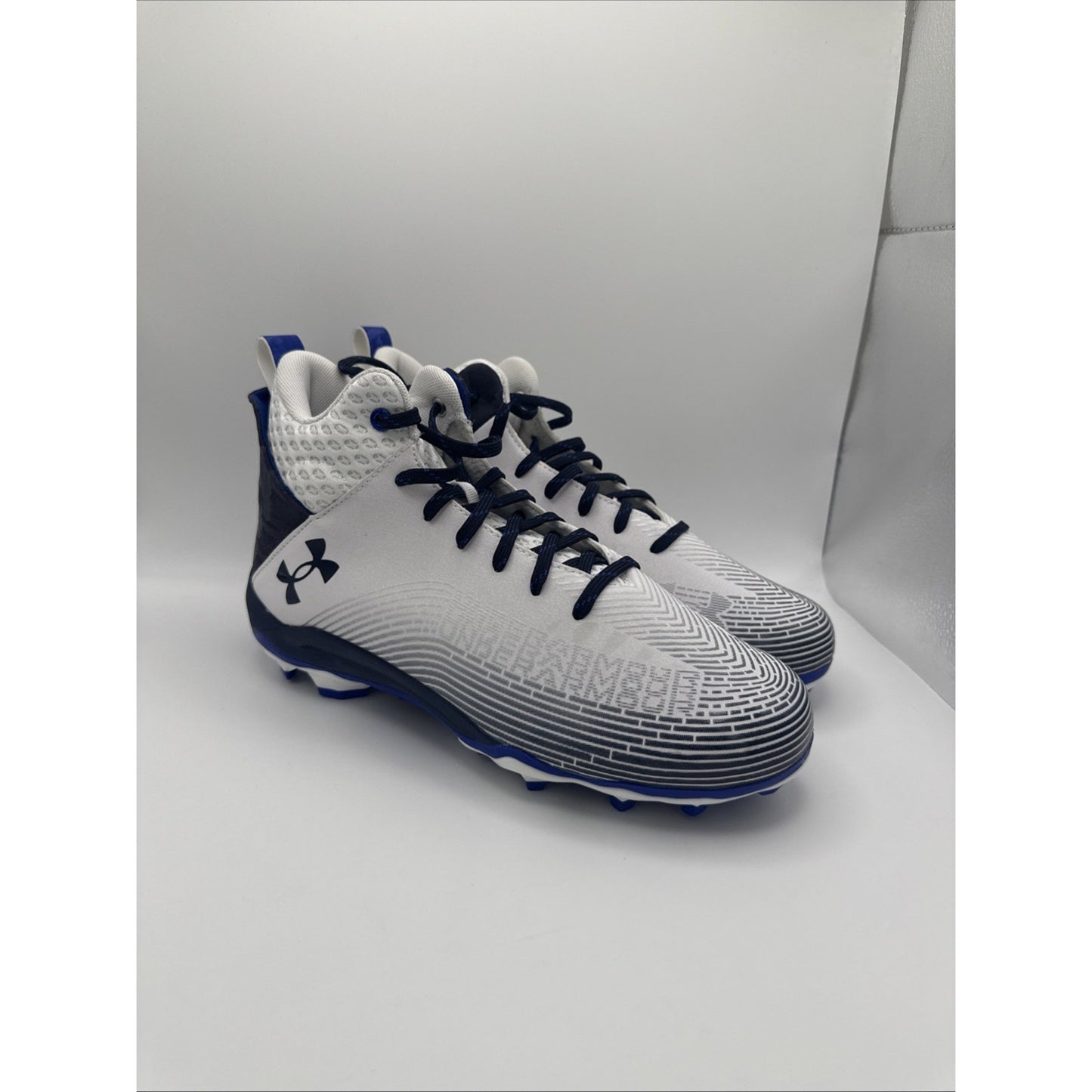 Under Armour Highlight Hammer MC Football Cleats Mens 10 White Blue Lace Up Mid
