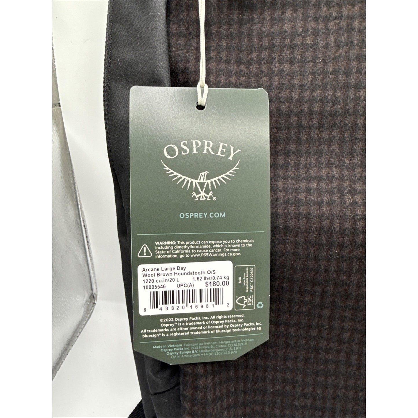 Osprey Arcane Large Day Commuter Backpack, 20L, Wool Brown, Laptop Sleeve, 16"