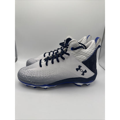 Under Armour Highlight Hammer MC Football Cleats Mens 10 White Blue Lace Up Mid